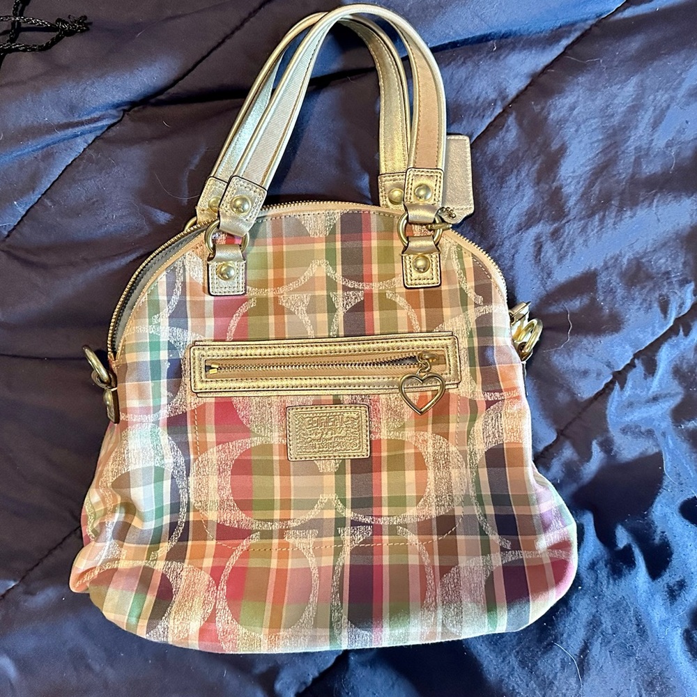 Coach EUC plaid poppy purse